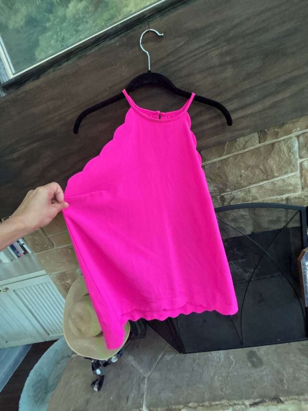 Vanilla Bay Hot Pink Scalloped Sleeveless Tank Top